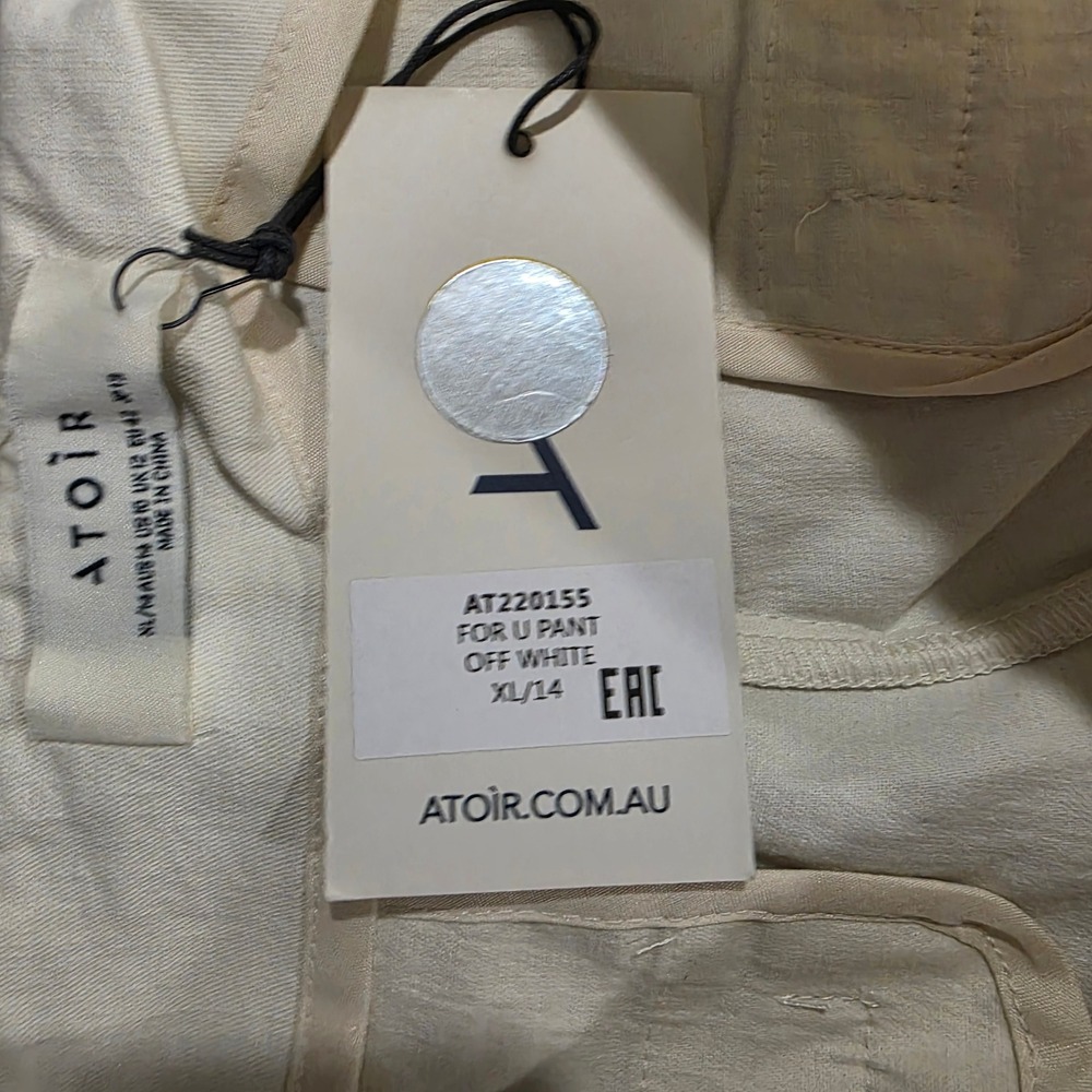 ATOIR Cotton Blend Wide Leg Split‎ Hem Trousers Off White Size 10 Womens - Picture 6 of 8